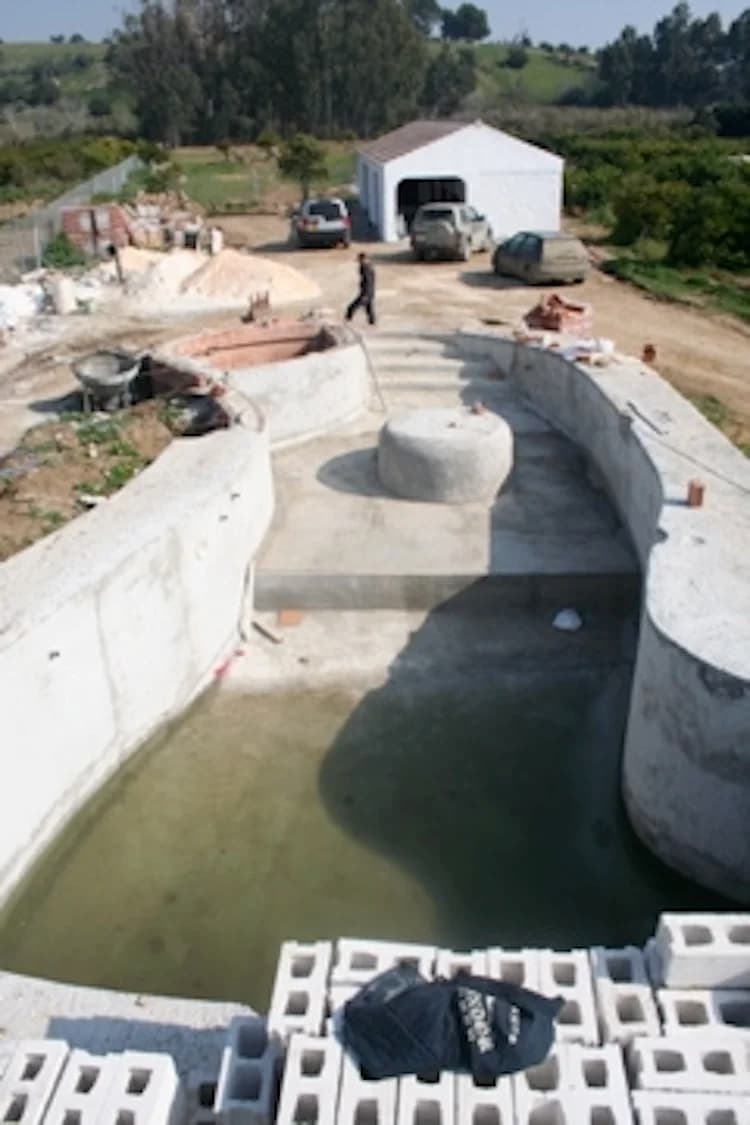 Dragonfly swimming pool under construction